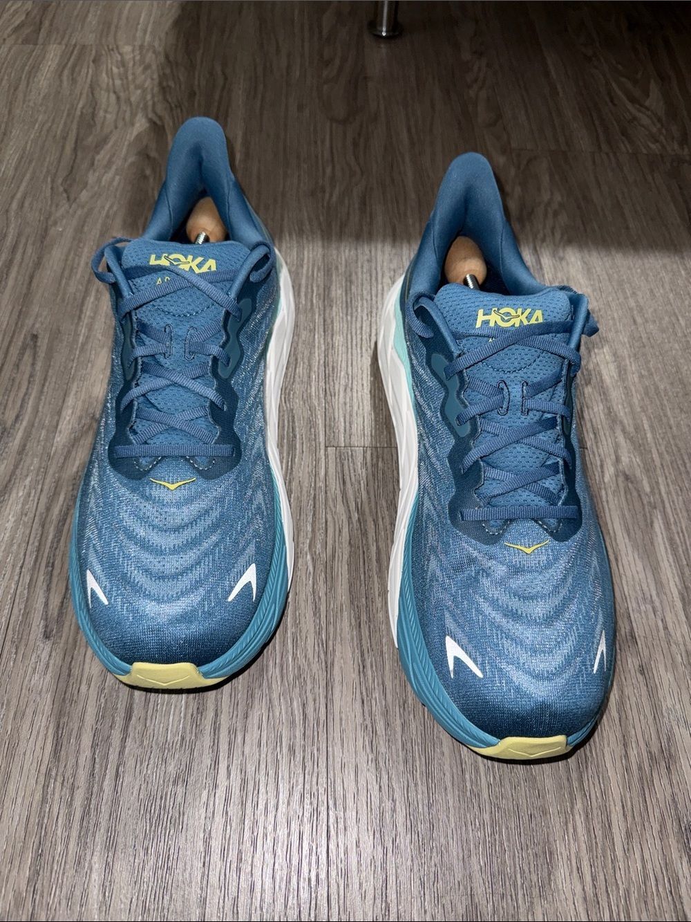 Hoka Men’s Teal Blue Running Shoes with Yellow Accents Size 14D